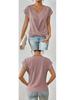 Elegant Solid Color V-neck Short-sleeve T-shirt for Women - Spring/Summer Collection