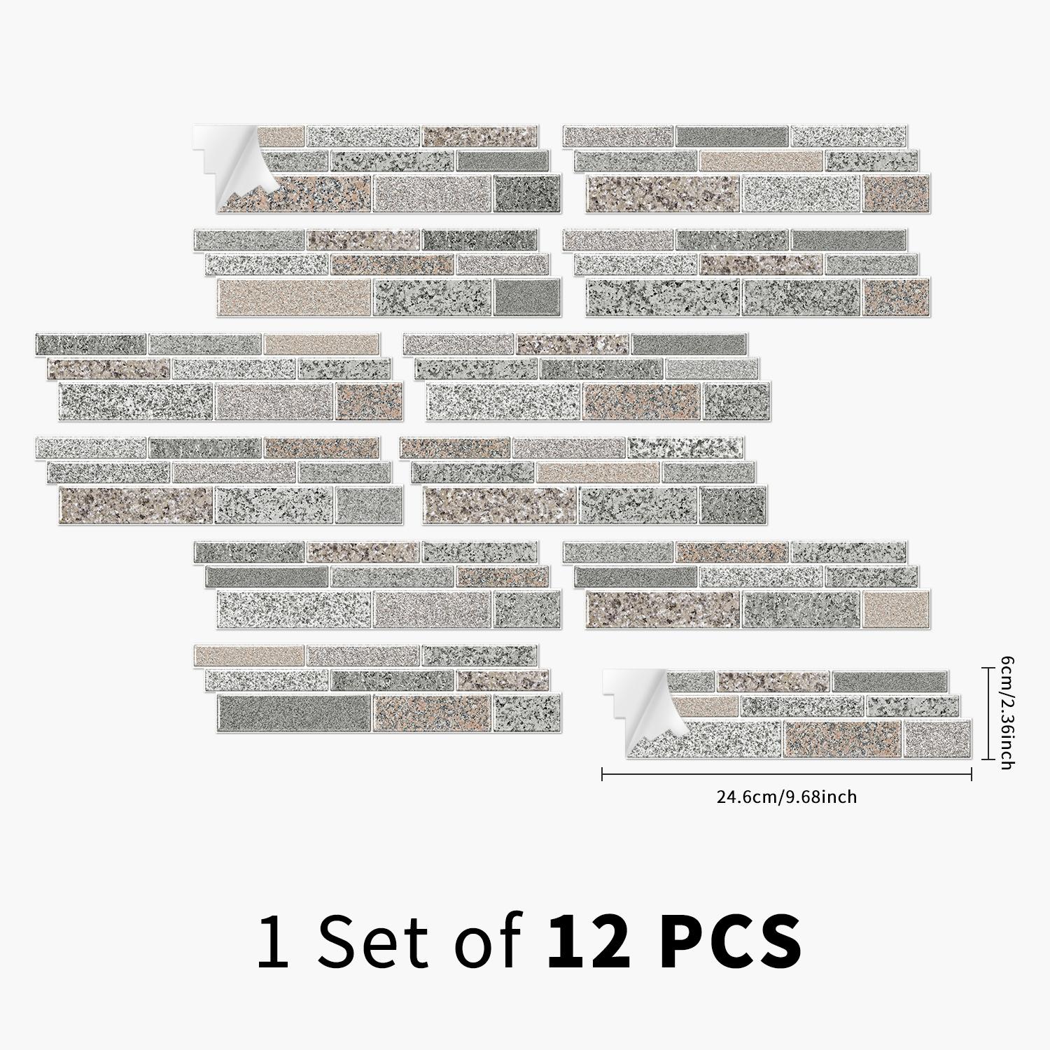 

12 Мозаїчні Настінні Наклейки Спеціальної Форми Мармурові Кристалічні Наклейки Плитки Кухня Ванна Кімната Водонепроникна Самоклеюча Настінна Декорація 12 pieces