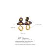 JINYOU 2804 Hot Selling Fashion Jewelry Brown Wood Stainless Steel Gold Plated Heart Hoop Drop Dangle Earrings