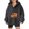 2025 real pumpkin autumn and winter Halloween velvet hooded sweater female American trendy cartoon printing thickened