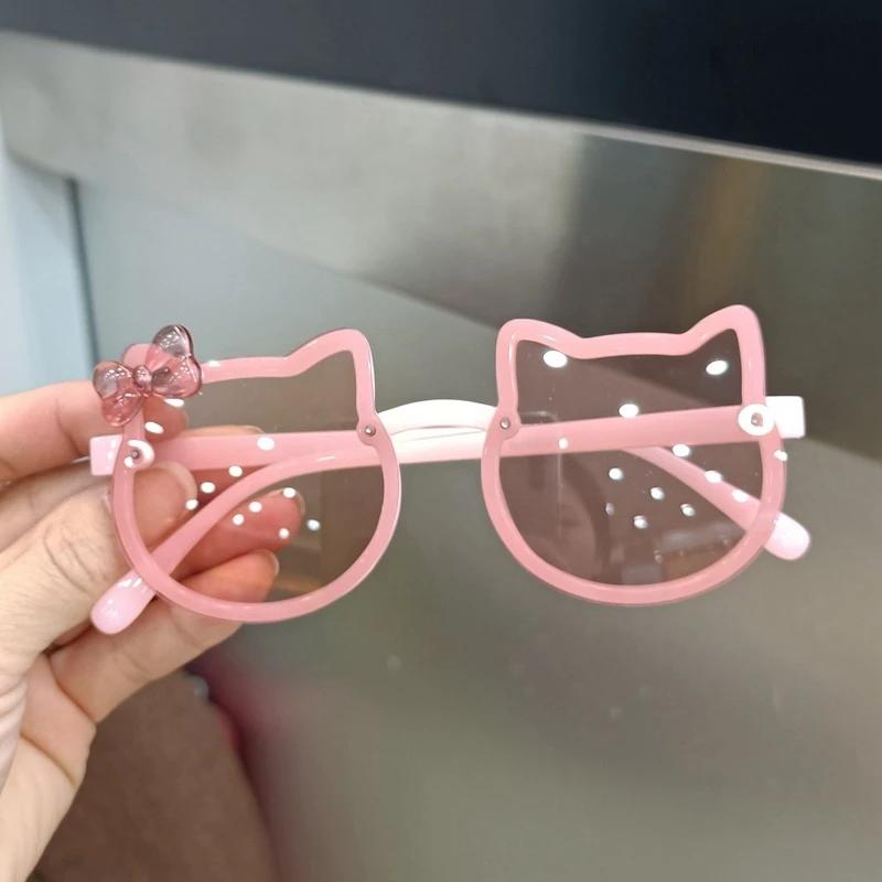 New Children Cute Kitty Sunglasses Acrylic Bow Outdoor UV Protection Sun Glasses Baby Girls Classic Kids Boy UV400 Eyewear