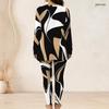 Women Plus Size Printed Round Neck Long Sleeve Top And Fitted Long Pants Two Piece Set