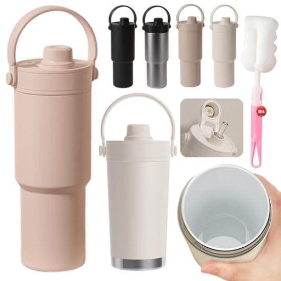 Ceramic Tumbler with Ceramic Water Bottle with Large Capacity Water Bottle with Insulates Hot or Cold Vacuum Coffee Perfect for the or Car Straw,