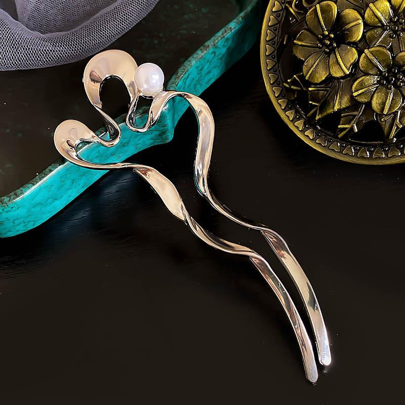 New Fashion Metal Pearl Hair Stick for Women Elegant Chinese Style Light Luxury U Shape Hairpin Hair Jewelry Accessories Gifts