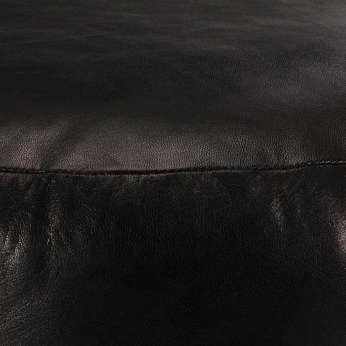 VidaXL Pouf 60 X 30 Cm Black Genuine Goatskin Leather