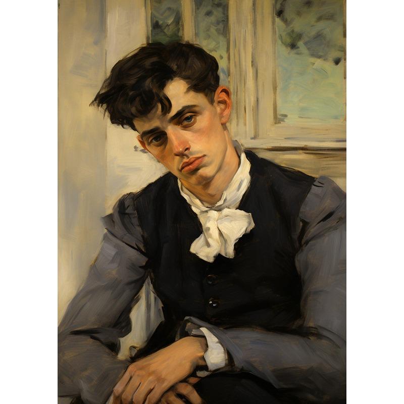 Black People Gentleman Portrait Poster Woman with Pearl Necklace Reading Canvas Painting Prints for Living Room Wall Home Decor