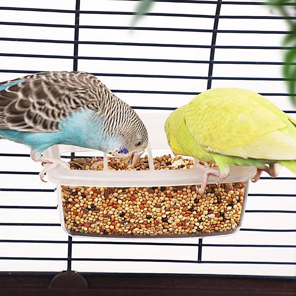Birdcage Feeder Spill-Proof Cage Bird Feeder With Hook Clear Compartment Dispenser Cage Parrot Feeder Tray Water Bowl Feeder