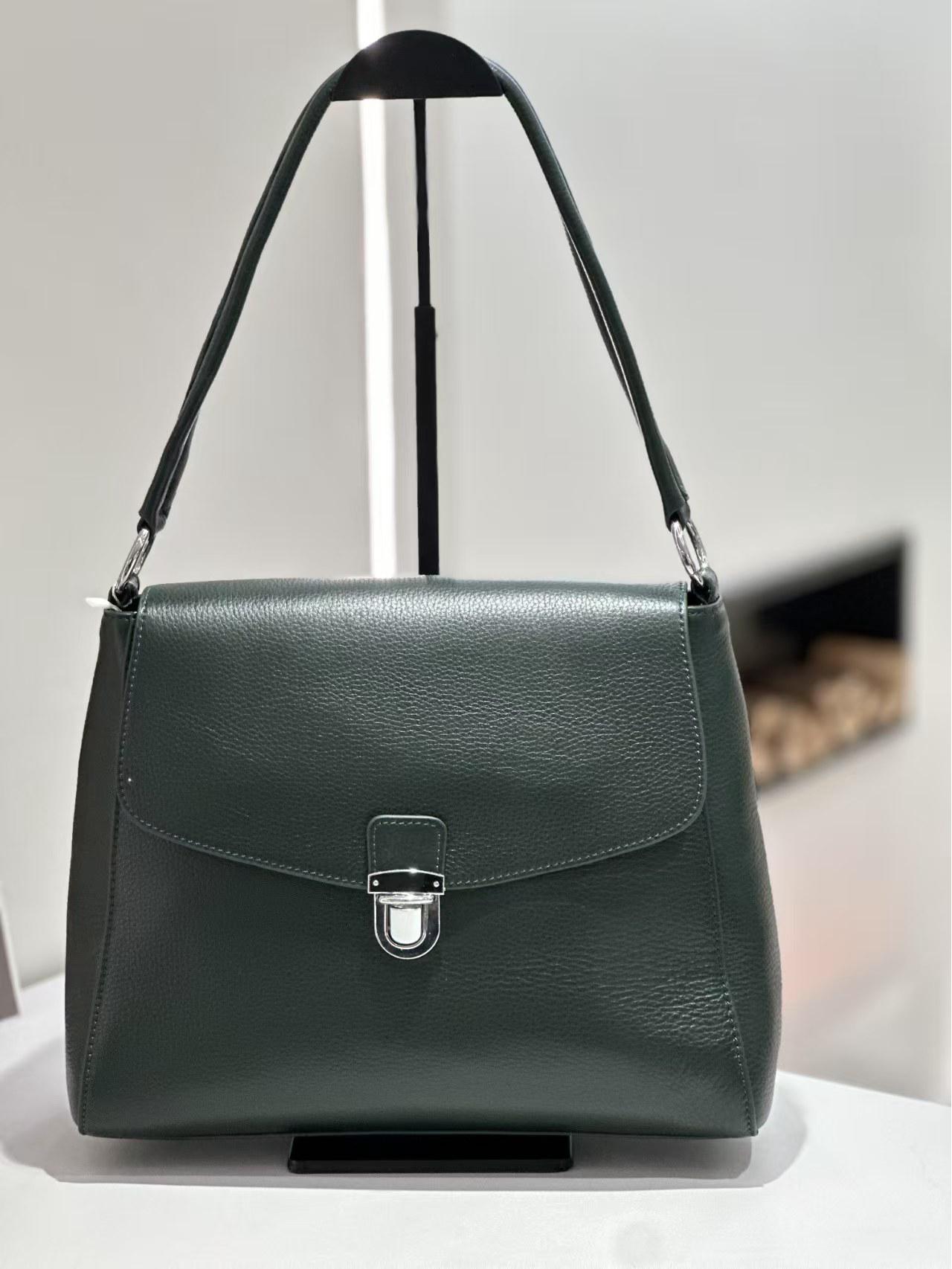 

Women s Versatile Large Genuine Leather Tote Bag - Autumn/Winter Style Crossbody and Underarm Bag with Large Capacity. 32cm Length x 12cm Width x 25cm Height темно-зеленого