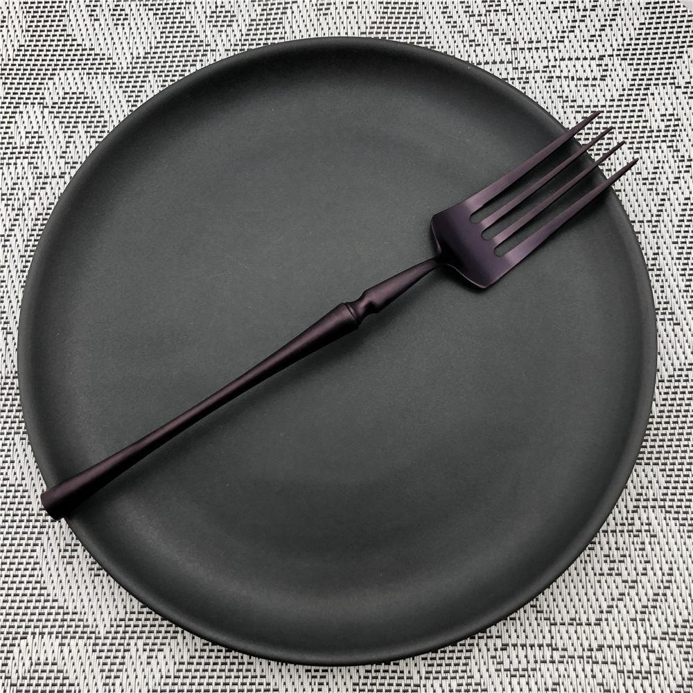 Purple Cutlery Stainless St Steel Matte Polishing Black Dinnerware Set Tableware Dinner Knife Fork Soup Kitchen Accessories