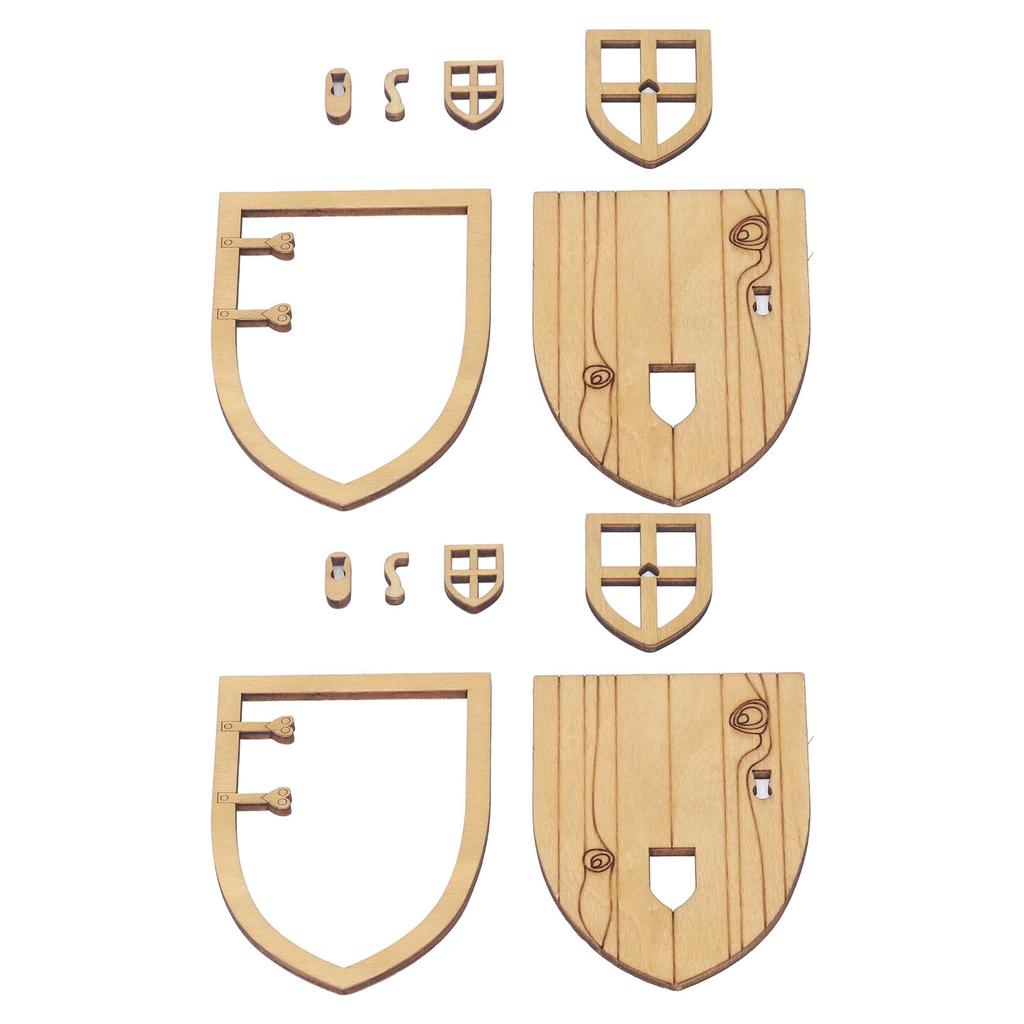 2 Sets 1:12 Dollhouse Garden Country Door Wooden Window Miniature Cottage Door Decoration