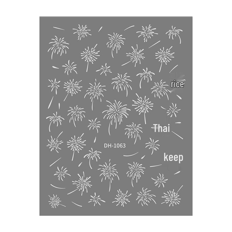 Redanco3D Hot Style Cartoon Fireworks Nail Art Stickers - Gold & Silver New Year DH-1063
