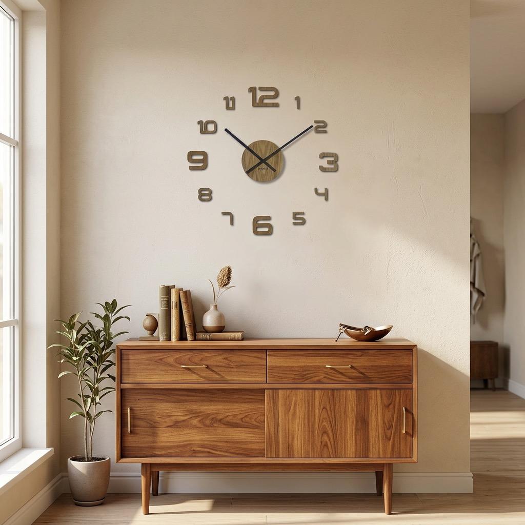 Large wooden wall clock OakTime 50-75cm