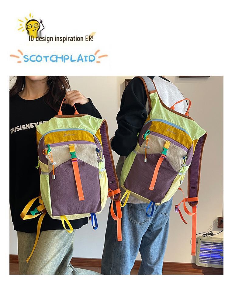 2025 Modny Plecak Wodoodporny Colorblock na Wędrówki i Podróże - Lekki, Duża Pojemność, Modny Sprzęt Outdoorowy