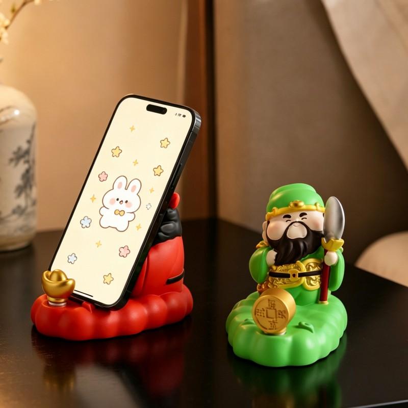 Cartoon Guan Yu Phone Holder Desktop Decor Creative Office Accessory Gift Boyfriend Girlfriend