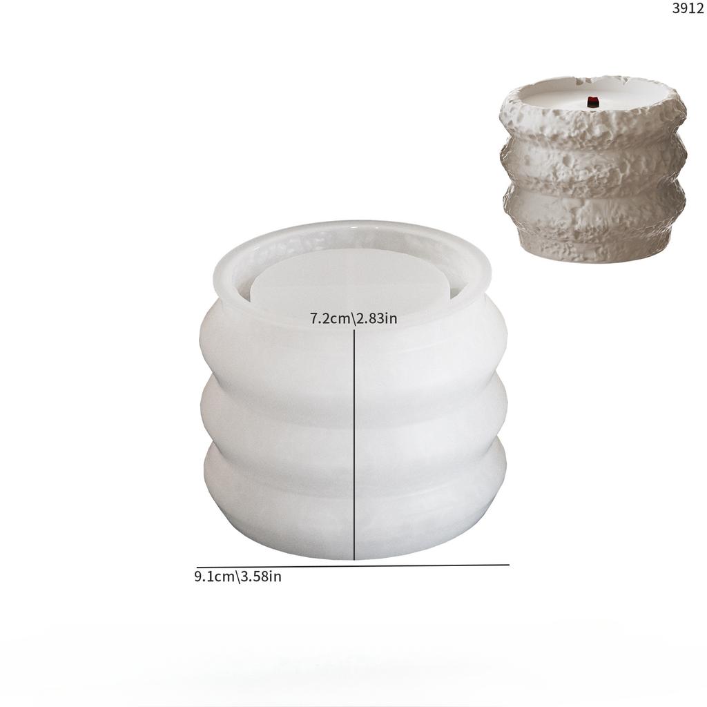 Circular, Stone Pattern Storage Box, Space Moon Pattern, Candle Cup, Aromatherapy Gypsum Jar, Silicone Mold, Candle Mold, White