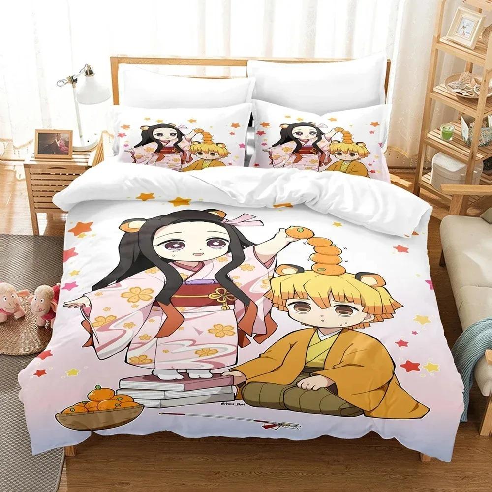 3D Anime Demon Slayer Kimetsu No Yaiba Bedding Sets Duvet Cover Set With Pillowcase Twin Full Queen King Bedclothes Bed Linen