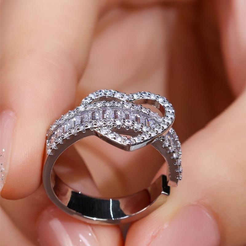 

Rectangle heart open ring simple niche ring