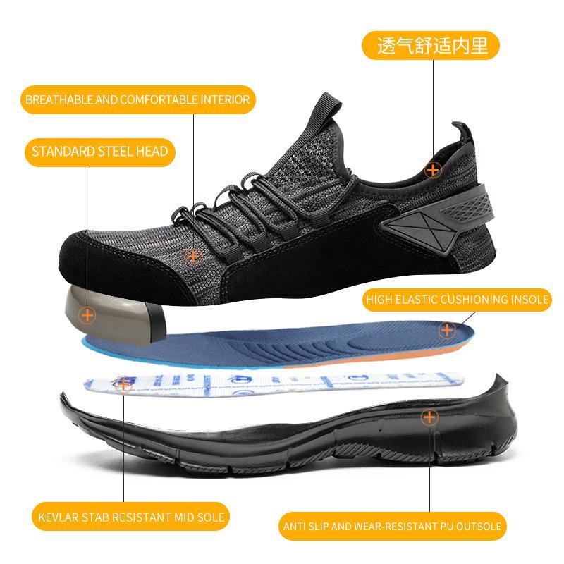 Men's Anti-smashing and Anti-piercing Summer Breathable Steel Head Work Shoes Protective Shoes