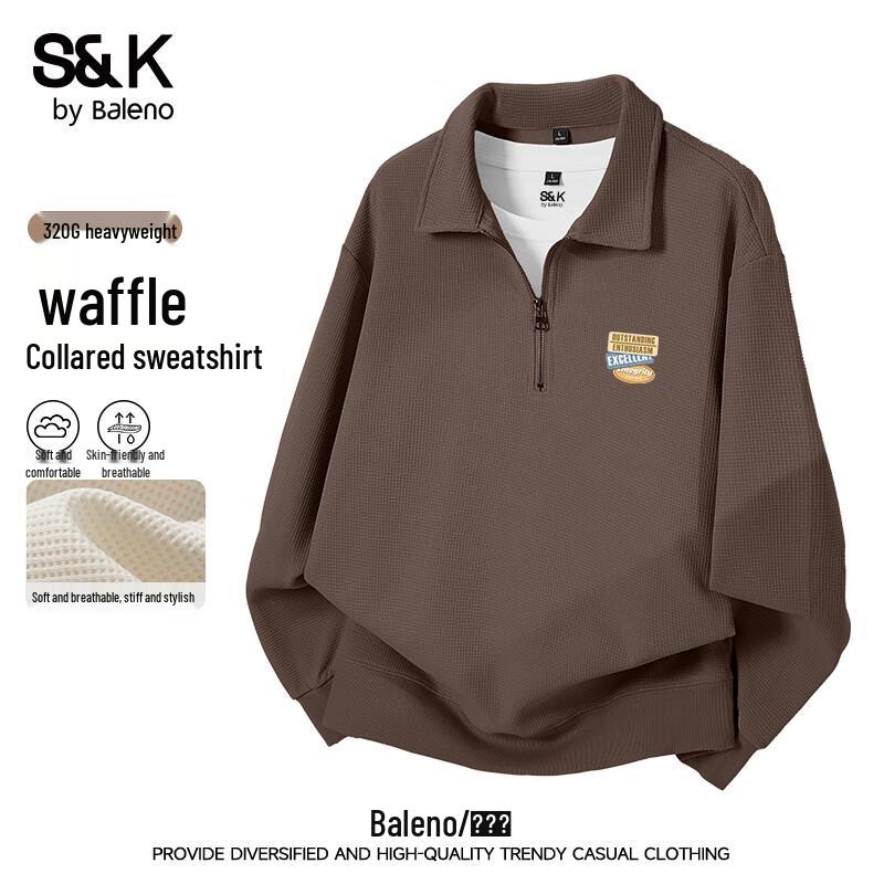 Baleno Men's S&K Heavy Waffle Knit Half-Zip Long-Sleeve Top