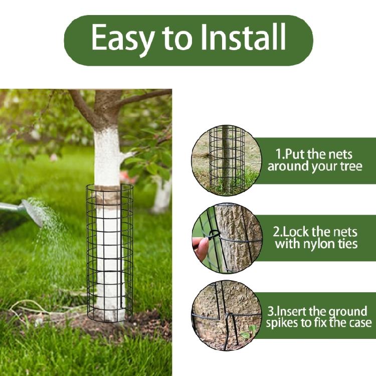 6pcs Plant Guards Protectors with Ziped Ties Metal Stakes Garden Protections Tree