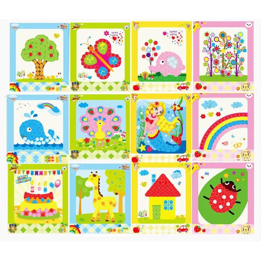 5pcs Style Random Button Stickers Children Creative Handmade DIY Button Painting Toys School Art Craft Kids Early Education Toys