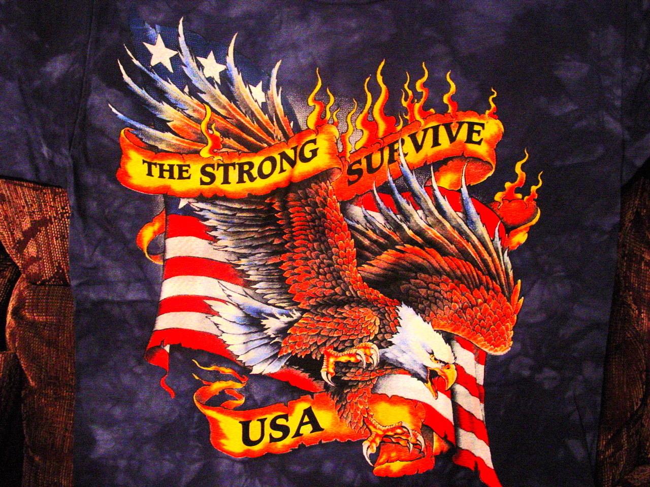 EAGLE AND AMERICAN FLAG TYE DYE T-SHIRT SHIRT XXL