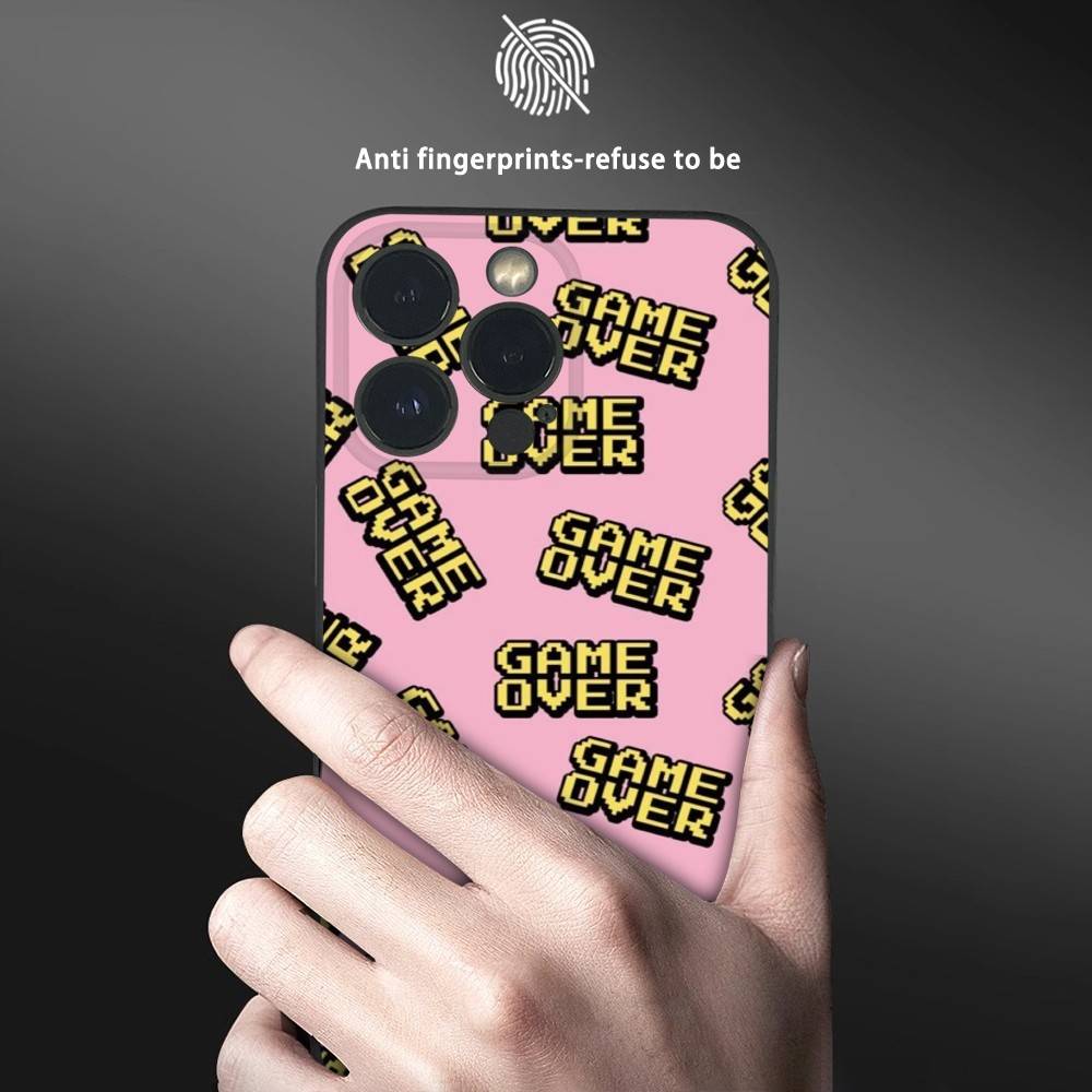 Fashion Game over Pink Phone Case For iPhone 16 15 14 13 Pro Max Plus Mini Frosted Soft Shell Funda