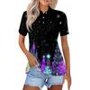 Dame Mote Casual Revers Kortermet Juleprint Skjorte Dame Kneppet Topper