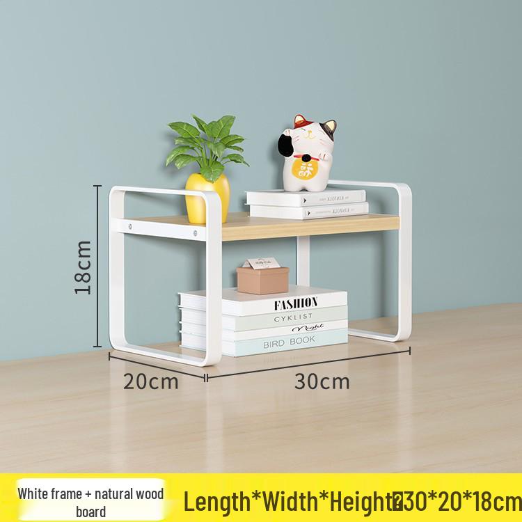 Dual-Layer Desktop Storage Rack & Office Organizer Bookshelf