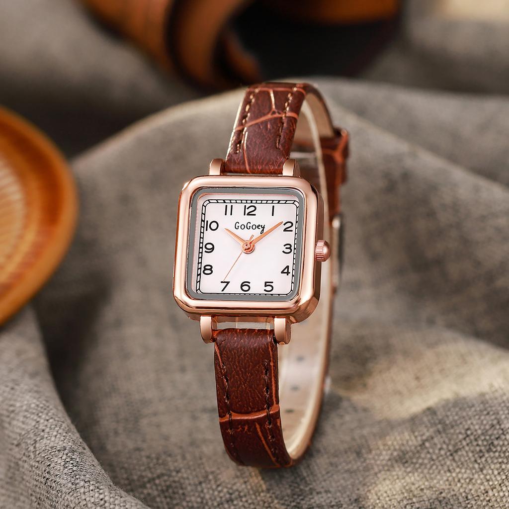 Casual Retro Roman Dial Quartz Watches Ladies Rectangle Leather Strap Wristwatch Clock Fashionable for Women Reloj De Mujer