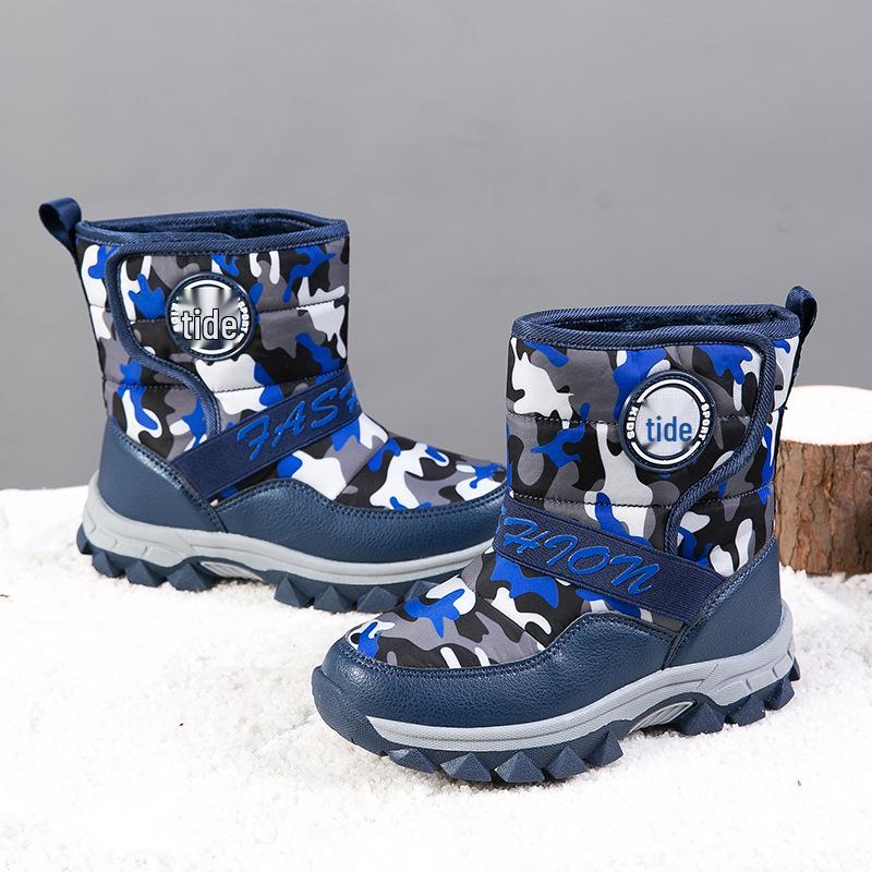 2025 New Camouflage Snow Boots: Non-slip, Warm, Velvet Lined, Wear-Resistant for Medium & Large Children
