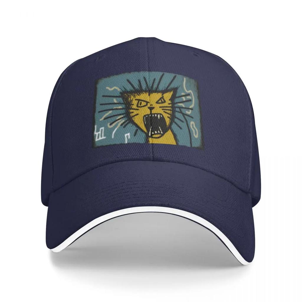 Wack crazy cat hissing yellow blue Baseball Cap dad hat Kids Hat Mens Caps Womens