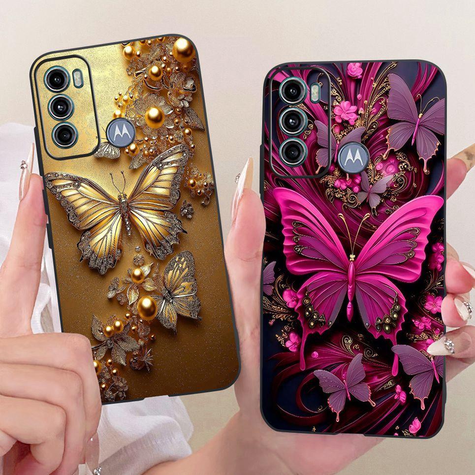 Für Motorola Moto G40 Fusion / Moto G60 Handyhülle Schleifenmuster Bunt Schmetterling Blume Rückseite Weiche Matte Silikonhülle