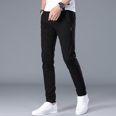 Pantalon décontracté d'été fin en soie glacée pour homme, tendance et polyvalent, coupe droite et élastique, à petites jambes