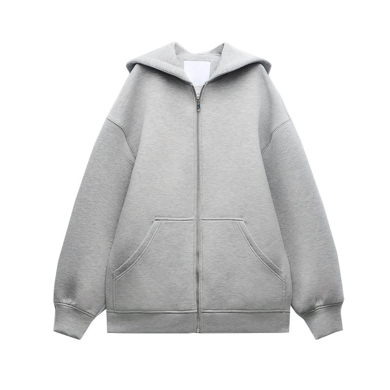 

Spring New Arrival Women s Clothing Fashion Loose Hooded Sweatshirt Zipper Cardigan Long Jacket Outwear 8073221 Grey L