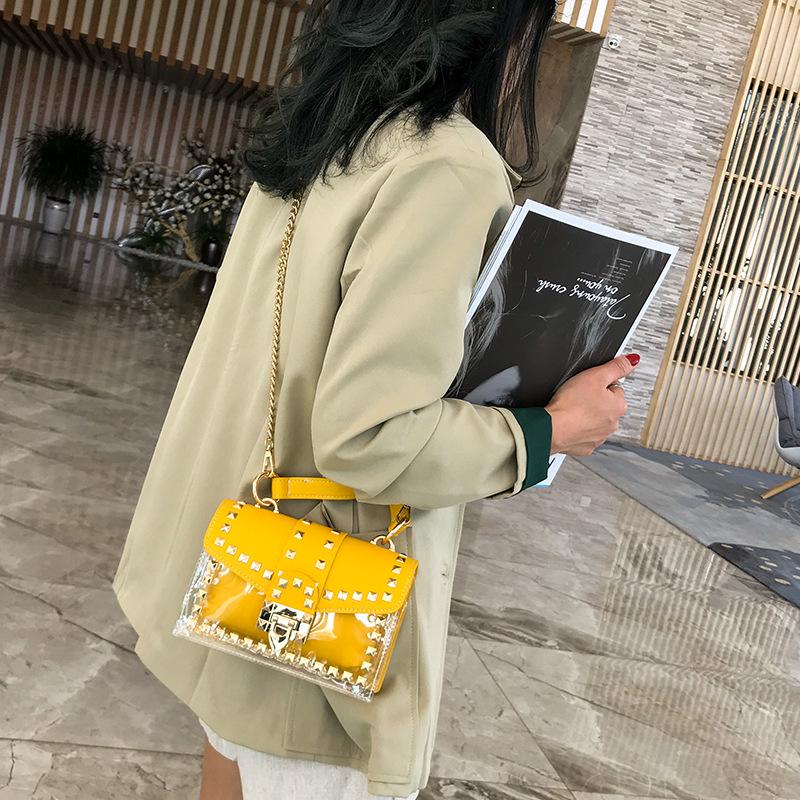 SCIONE Women's 2025 Fashion Studs Transparent Jelly One Shoulder Crossbody Bag