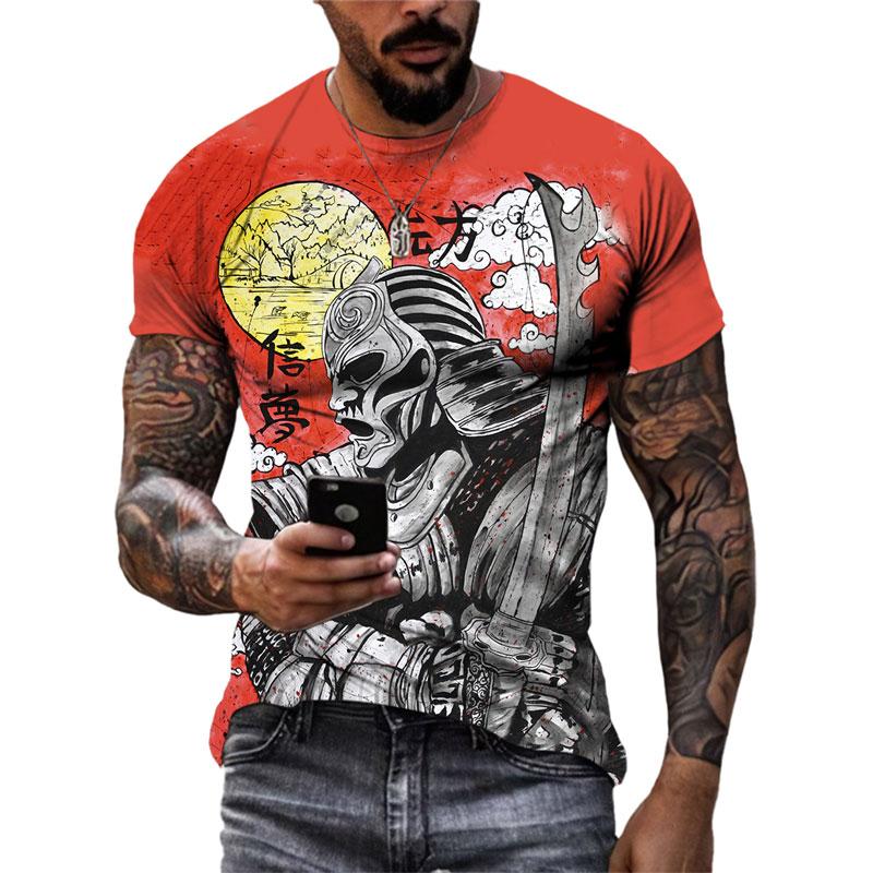 Summer Fashion Japanese Samurai Cool T Shirt Men Trend Casual Printed Streetwear O-neck Short Sleeve Quick-drying T-shirt