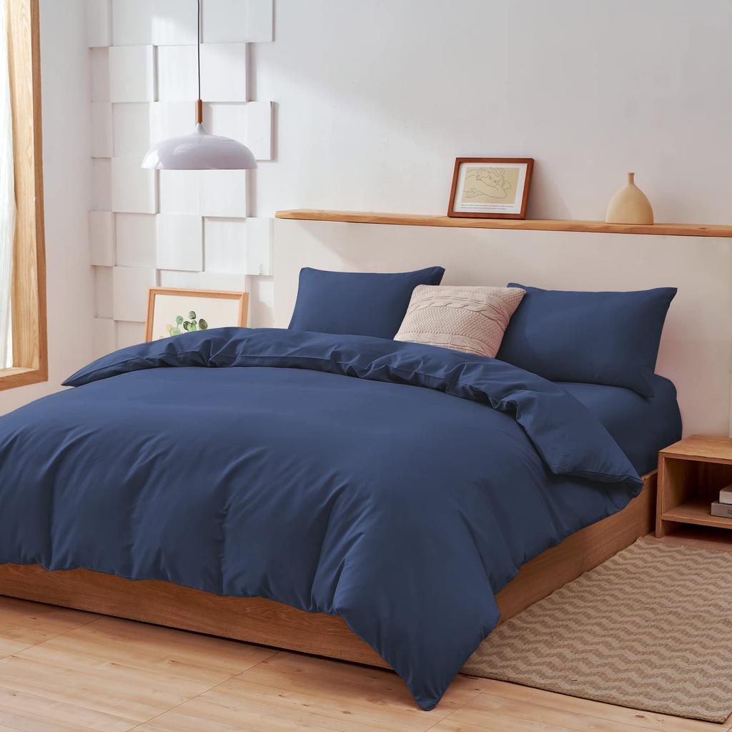 AYO Bedding with Suitable for Western and Japanese Style Includes Duvet Fitted and Washable and Peach Skin Dust Mite Resistant 4-Piece Set,