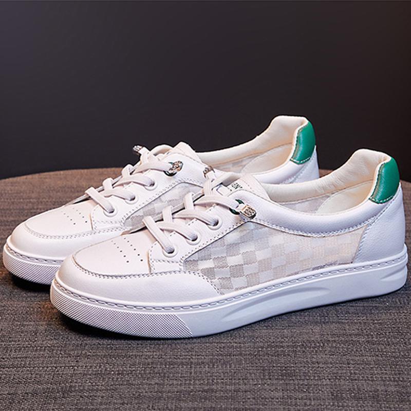 Женские модные кроссовки из натуральной кожи, брендовая белая обувь, повседневная обувь из коровьей кожи для женщин 34 зелёный