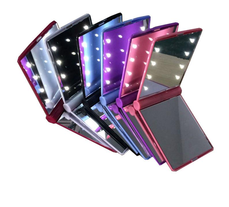 Portable Folding Makeup Mirror With Led Lights For Travel And Home Use