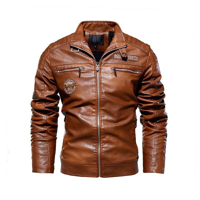 Motorcycle Style Winter Autumn Men High Quality Plus Velvet Thickening Warm Leather Jacket Male Business Fashion Coat Casual PU Leather Jacket