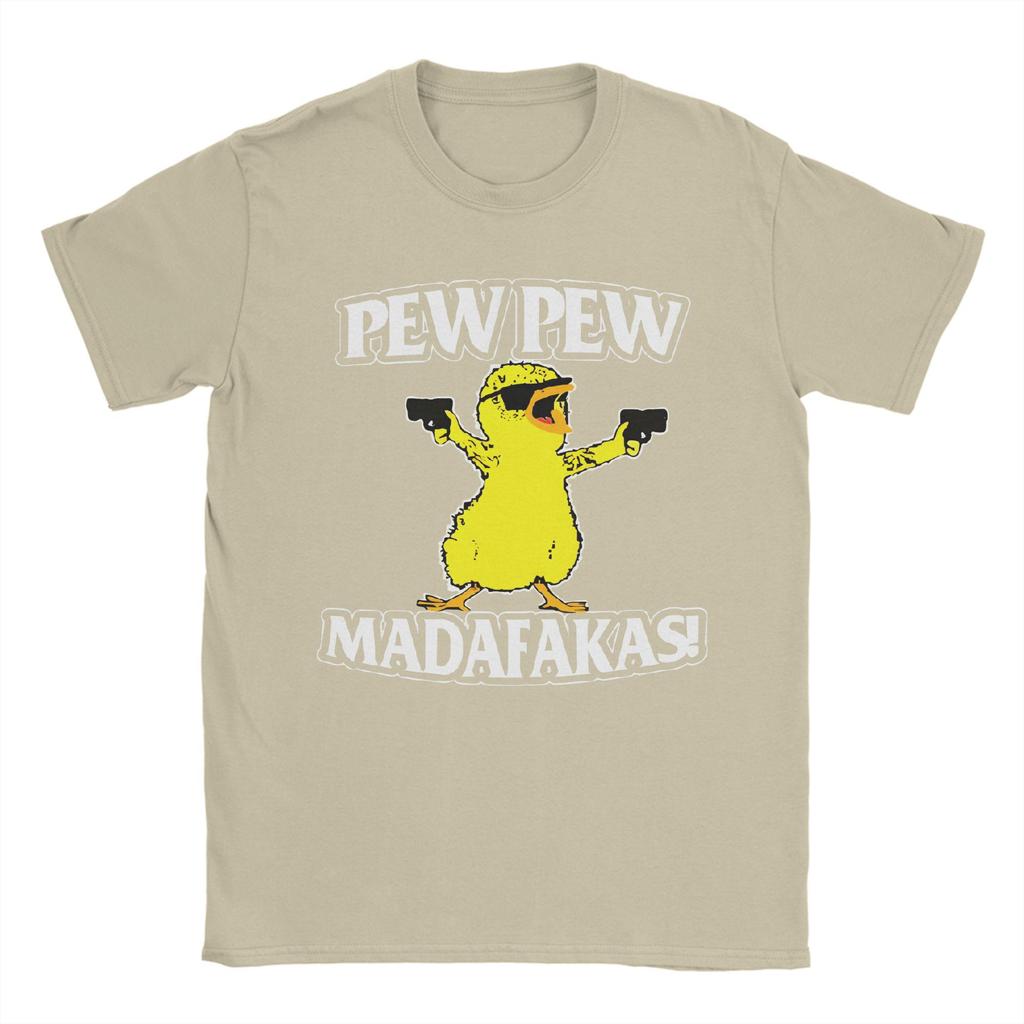 Herren T-Shirts Ente Pew Pew Madafakas Vintage Reine Baumwoll-Tees Kurzarm T-Shirts Rundhals Kleidung Übergröße