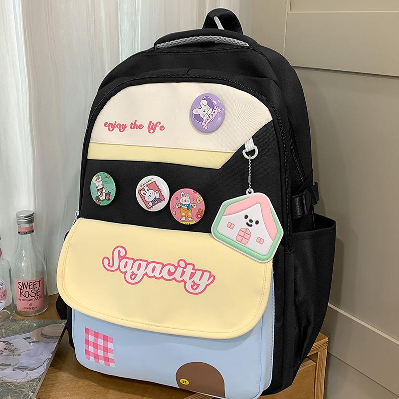 College Style, High Value, Fresh and Sweet Backpack, Junior High School Students Contrasting Color Splicing Large-capacity Backpack