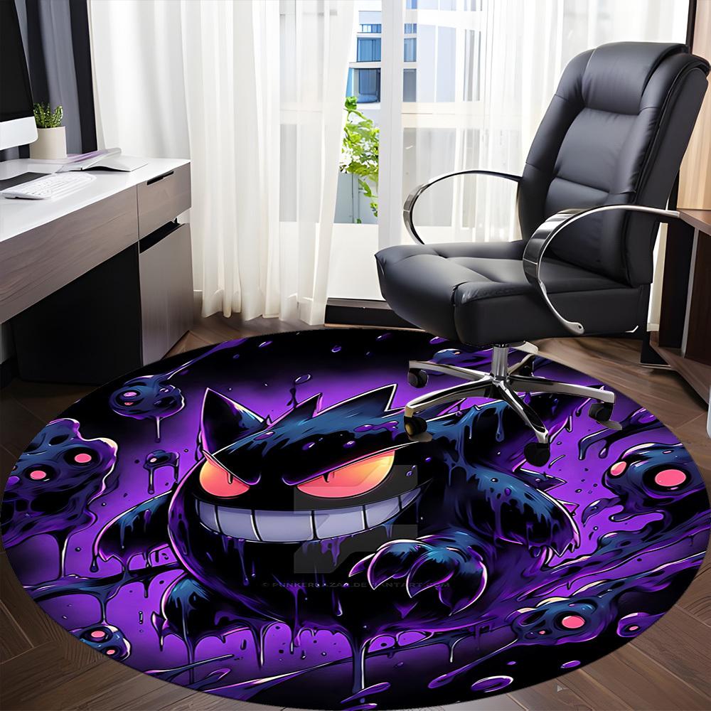 1pz Gengar, Tappeto Sedia Pokémon per Ufficio, Tappeto in Fibra di Poliestere Lavabile Antiscivolo per Interni, Tappetino per Ufficio, Lavabile in Lavatrice
