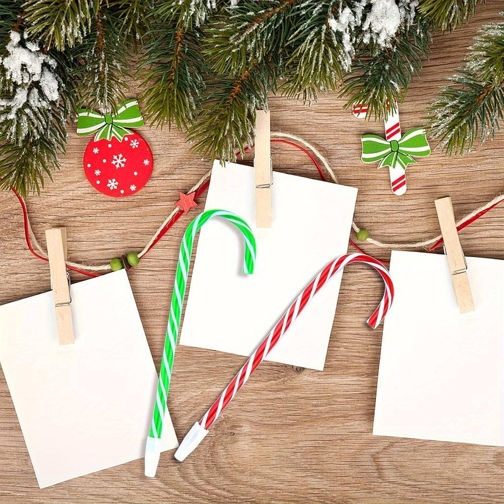 10/20pcs candy cane ballpoint pens,holiday snowman and umbrella design,plastic twist cap,medium point,perfect for holiday gifts