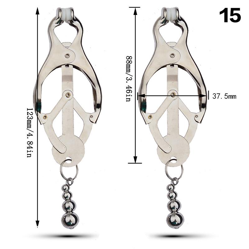 2 Pcs Adjustable Metal Breast Spring Clamps for Couples Bondage Adult Game Nipple Stimulator Role-Playing Restraint Accessories