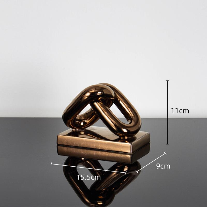 Ceramic Handicraft Golden Chain Skeleton Lock Ceramic Furniture Gold Ring Decorative Figurines Home Decoration Accessories