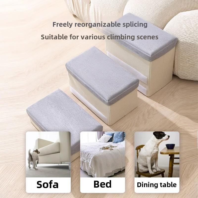 Korean Version of Fresh Pet Folding Can Store Three Stairs Dog Non-slip on Sofa Ladder Climbing Bed Step Supplies