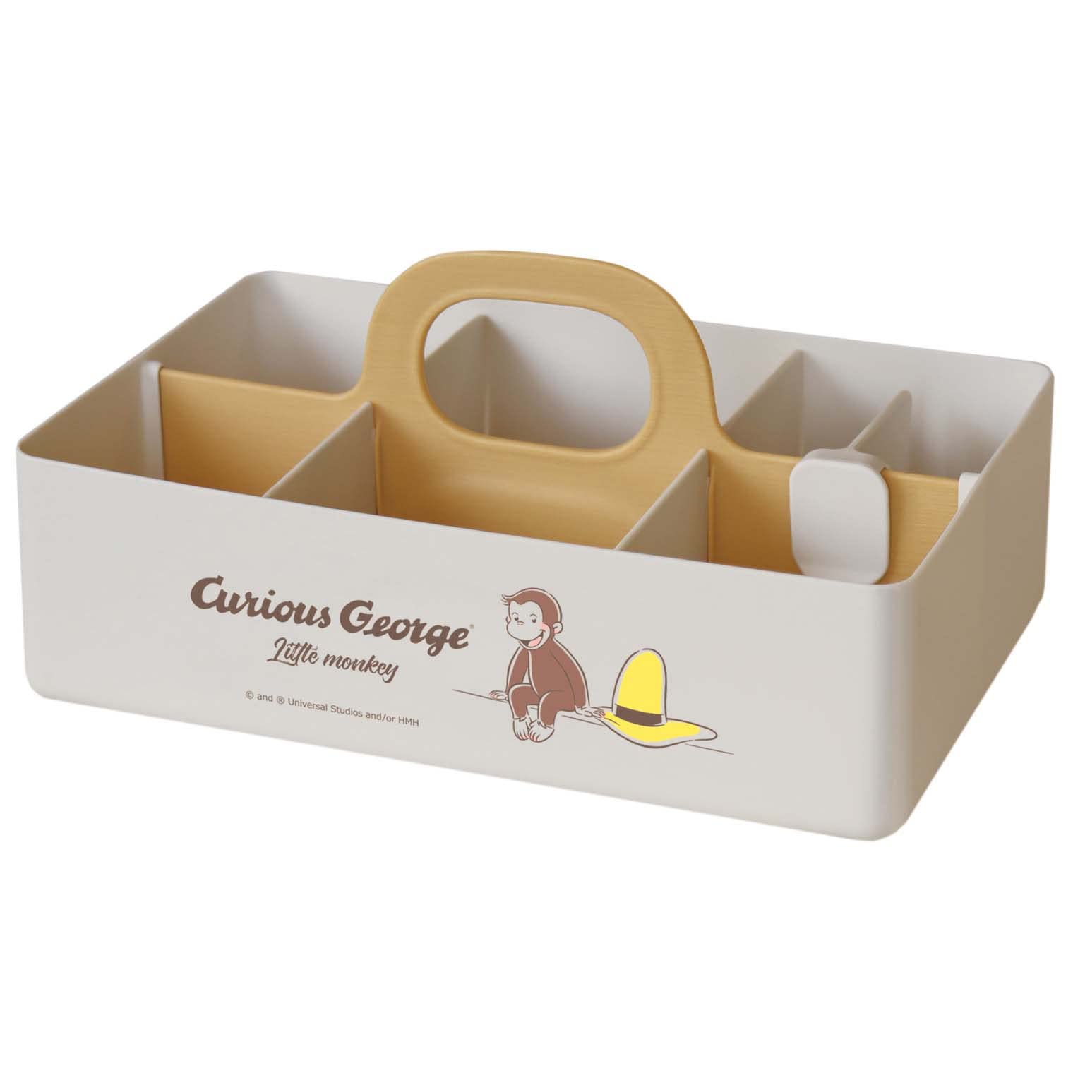 

Nishiki Kasei Curious George Storage Motte BE x 28cm W x D x Made in Japan Case, Case, One-Hand Carry, L-hat, 18.5cm 13.5cm H, бежевый