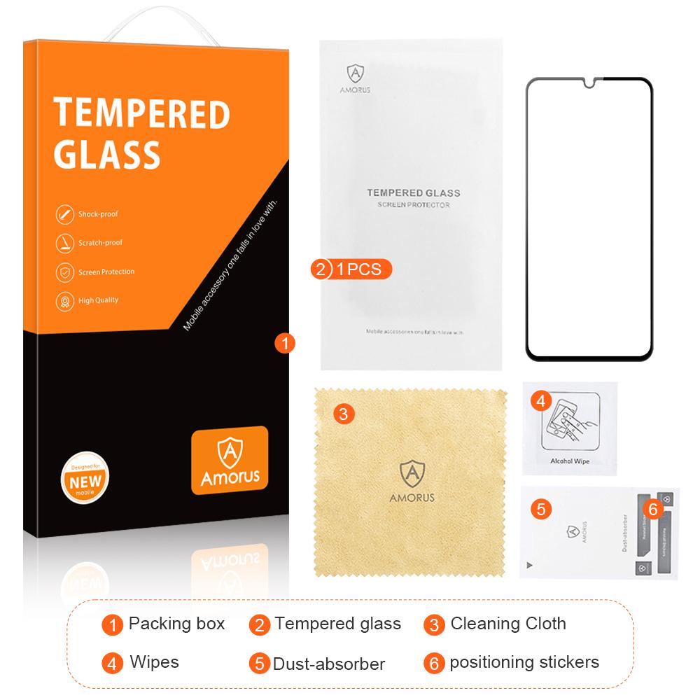 AMORUS For Samsung Galaxy A14 5G/A14 4G HD Silk Printing Full Glue Tempered Glass Film Secondary Hardening Anti-fingerprint Full Screen Protector